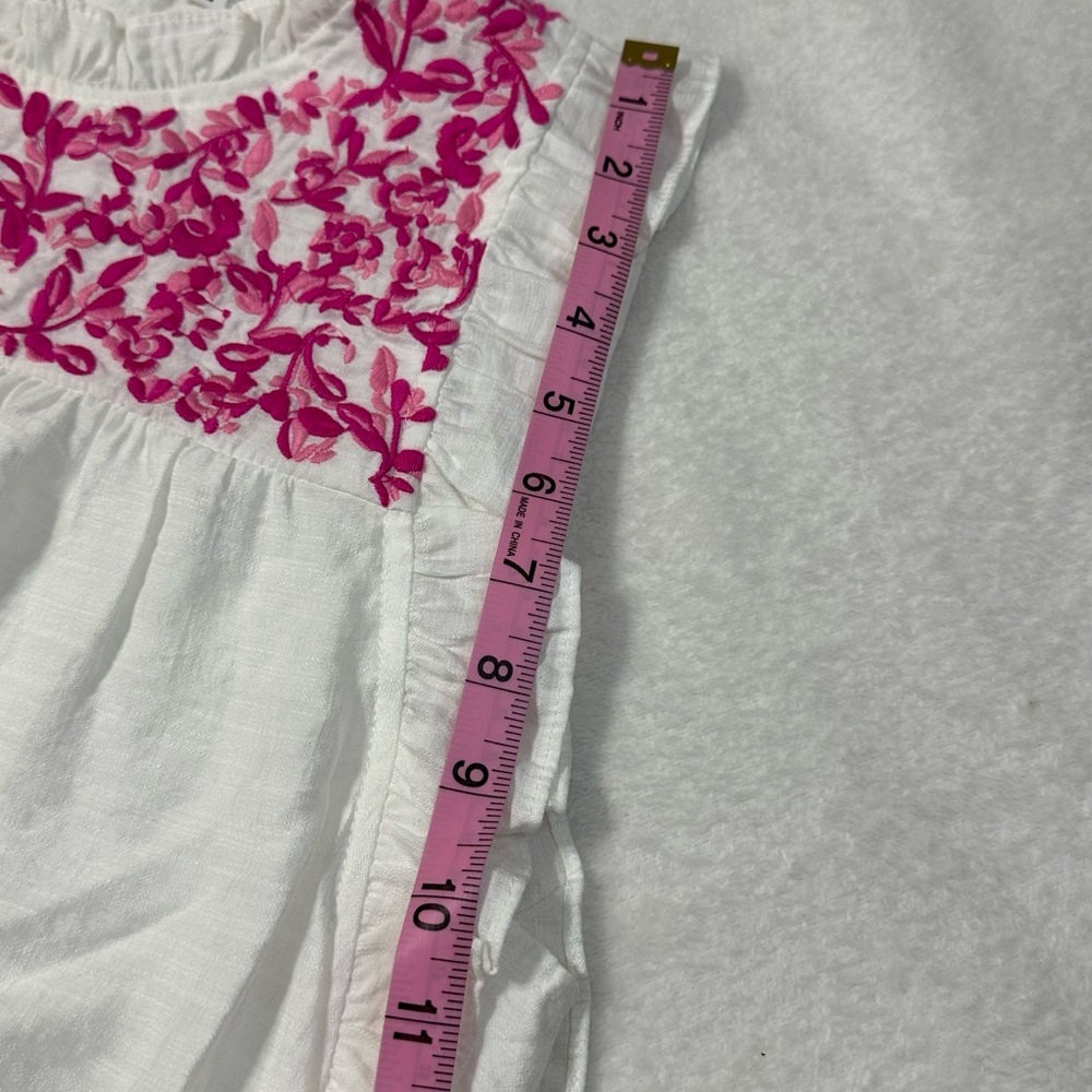 White and Pink Embroidered Women's Top - Picture 8 of 9